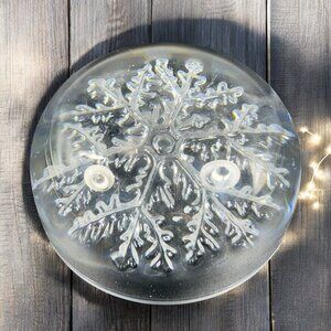 Clear Lead Crystal Paperweight Christmas Snowflake Winter Dome Figurine Decor